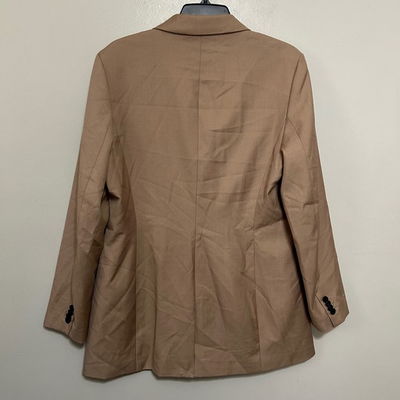 H&M Double Breasted Blazer Women's M Camel Tan NWT Preppy Academic Professional - Picture 2 of 16